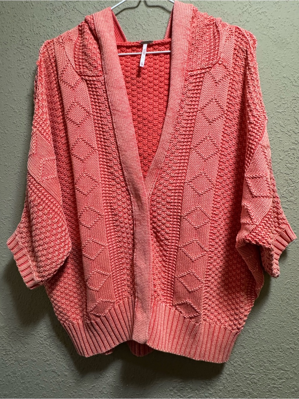 Free People Coral Knit Open-Front Cardigan